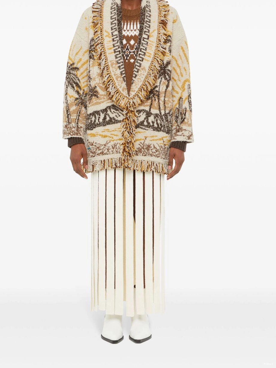 Affordable fringed-edge cardigan Alanui patterned-jacquard Women 0429